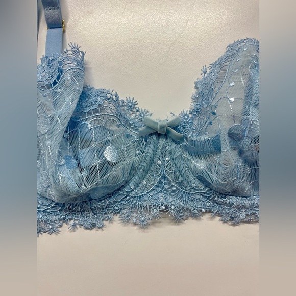 NWT Journelle Dita Von Teese Vedette Underwire Lace Sheer Bra Ice Blue 32D - Picture 8 of 13